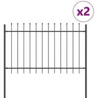 Berkfield Home Garden Fence with Spear Top Grey 3.4x1.2 m Steel