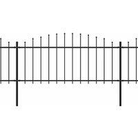 Berkfield Home Garden Fence with Spear Top Steel (0.5-0.75)x3.4 m Black