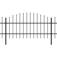 Berkfield Home Garden Fence with Spear Top Steel (0.75-1)x8.5 m Black