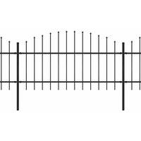 Berkfield Home Garden Fence with Spear Top Steel (1-1.25)x5.1 m Black