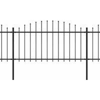 Berkfield Home Garden Fence with Spear Top Steel (1.25-1.5)x11.9 m Black