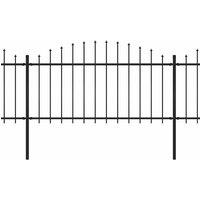 Berkfield Home Garden Fence with Spear Top Steel (1.25-1.5)x8.5 m Black