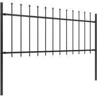 Berkfield Home Garden Fence with Spear Top Steel 1.7x0.8 m Black