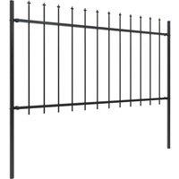 Berkfield Home Garden Fence with Spear Top Steel 1.7x1 m Black
