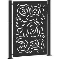 Berkfield Home Garden Gate Black 105x130 cm Steel Flame Design