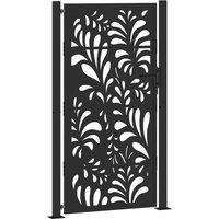 Berkfield Home Garden Gate Black 105x180 cm Steel Wave Design