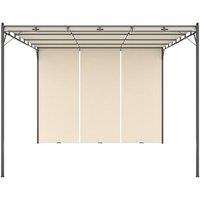 Berkfield Home Garden Gazebo with Side Curtain 4x3x2.25 m Cream in Beige