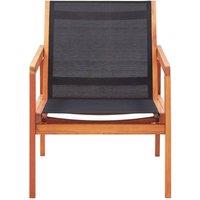 Berkfield Home Garden Lounge Chair Black Solid Eucalyptus Wood & Textilene