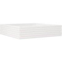 Berkfield Home Garden Planter White 100x100x23 cm Solid Wood Pine | Size: 100 x 100 x 23 cm