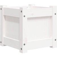 Berkfield Home Garden Planter White 31x31x31 cm Solid Wood Pine | Size: 31 x 31 x 31 cm