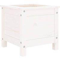 Berkfield Home Garden Planter White 40x40x39 cm Solid Wood Pine | Size: 40 x 40 x 39 cm