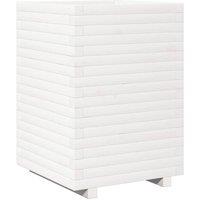 Berkfield Home Garden Planter White 50x50x72 cm Solid Wood Pine | Size: 50 x 50 x 72 cm