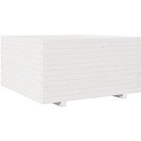 Berkfield Home Garden Planter White 90x90x49.5 cm Solid Wood Pine