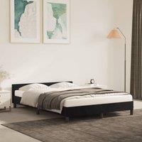 Berkfield Home Bed Frame with Headboard Black 135x190cm Double Velvet