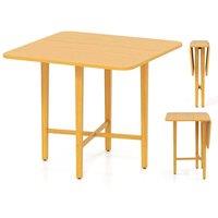 Costway Extendable Dining Table Drop Leaf Kitchen Table in Natural