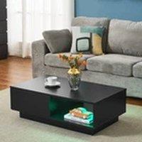 EONLION Modern Coffee Table with Storage Drawer Shelf Sofa Side in Black