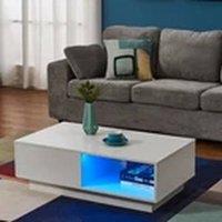 EONLION Modern Coffee Table with Storage Drawer Shelf Sofa Side in White