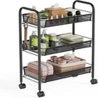 Havendro 3-Tier Storage Trolley, Mobile Storage Trolley in Black