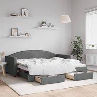Berkfield Home Daybed with Trundle & Drawers Dark Grey 90x190 cm Fabric