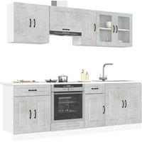 Berkfield Home 8 Piece Kitchen Cabinet Set Kalmar Concrete Grey Engineered Wood