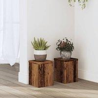 Berkfield Home Plant Stands 2 pcs Old Wood 15x15x20 cm Engineered Wood in Brown | Size: 15 x 15 x 20 cm