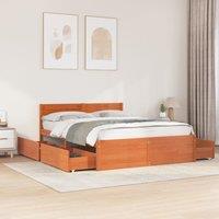 Berkfield Home Bed Frame without Mattress Wax Brown 150x200 cm King Size Solid Wood Pine