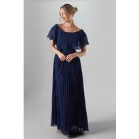 Coast Women's Crinkle Chiffon Bardot Bridesmaid Maxi Dress in Navy | Size: 10