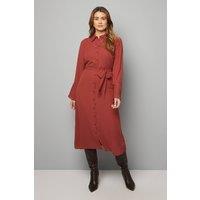 Wallis Women's Lace Insert Shirt Midi Dress in Tobacco | Size: 16