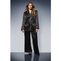 Wallis Women's Satin Pocket Trim Shirt Co ord in Black | Size: 10