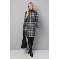 Wallis Women's Petite Zip Neck Tartan Knitted Dress in Khaki | Size: Large