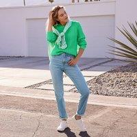 Lands' End Women's Petite Recover Straight Leg Jeans, High Waisted in Indigo | Size: 14-16L