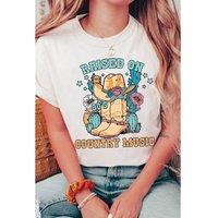 Everyday The Label Women's White RAISED ON COUNTRY MUSIC Western Graphic Tee | Size: XL
