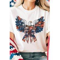 Everyday The Label Women's White American Flag Eagle Print Independence Day Tee | Size: Small
