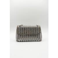 SVNX Women's Silver Embellished Shoulder Bag