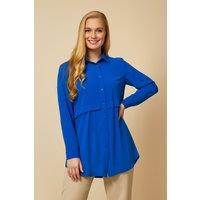 HOXTON GAL Women's Long Sleeves Oversized Shirt in Indigo | Size: 16-18