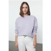 HOXTON GAL Women's Thick Fleece-Lined Regular Fit Crew Neck Sweatshirt in Lilac | Size: Large