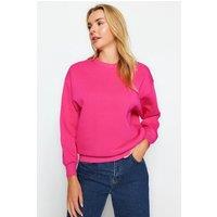 HOXTON GAL Women's Thick Fleece-Lined Regular Fit Crew Neck Sweatshirt in Fuchsia | Size: XL
