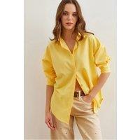 HOXTON GAL Women's Regular Fit Long Sleeve Shirt with Collar in Yellow | Size: Large