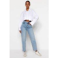 WOVCOR Women's High Waist Mom Jeans in Light Blue | Size: 8