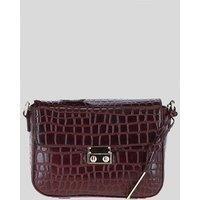 Ashwood Leather Women's 'Elegance' Croc Embossed Leather Cross Body Bag in Burgundy