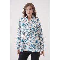 HOXTON GAL Women's Relaxed Fit Long Sleeves Brooch & Print Detail Blouse | Size: 12-14