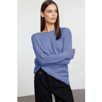 WOVCOR Women's Boat Neck Basic Knit Sweater in Light Blue | Size: XL