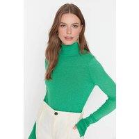 WOVCOR Women's Mercerized Look Basic Knit Sweater in Green | Size: Medium