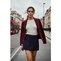 WOVCOR Women's Belted Mini Skort with Seam Detail in Navy | Size: 8