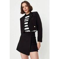 WOVCOR Women's Wrap Front Woven Mini Skort in Black | Size: 12