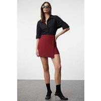 WOVCOR Women's Wrap Front Woven Mini Skort in Burgundy | Size: 10