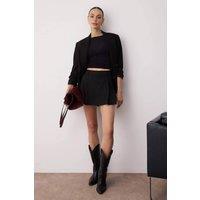 WOVCOR Women's Pleated Woven Mini Skort in Black | Size: 10