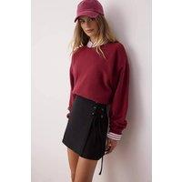 WOVCOR Women's Lace-Up Woven Mini Skort with Eyelet Detail in Black | Size: 12