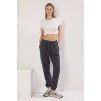 WOVCOR Women's High Waist Relaxed Fit Knit Joggers with Pocket Detail in Dark Grey | Size: Medium