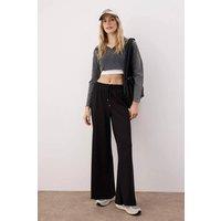 WOVCOR Women's High Waist Relaxed Knit Joggers with Side Pockets in Black | Size: Large